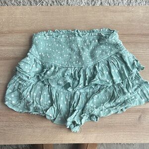 Green Ruffled Polka Dot Women's Skirt